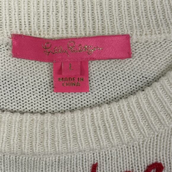 Lilly Pulitzer Quince Cheers to the Weekend Striped Crewneck Sweater L - Picture 8 of 9